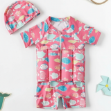 Traje de Baño Flotador Enterito Con Gorro Niña 2 Piezas 9 a 36 Meses Pink Sea