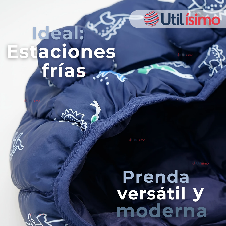 Parka Térmica Con Capucha Y Orejitas Estampado Dinosaurio Niño
