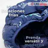Parka Térmica Con Capucha Y Orejitas Estampado Dinosaurio Niño
