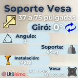Soporte TV Mesa Ajustable 45Kg 37 a 75 Pulgadas 37 40 43 48 50 55 58 60 65 70 75