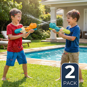 Pack 2 Pistolas Lanza Agua Dinosaurio 35cm 600ml Juguete Colores Surtidos Niño