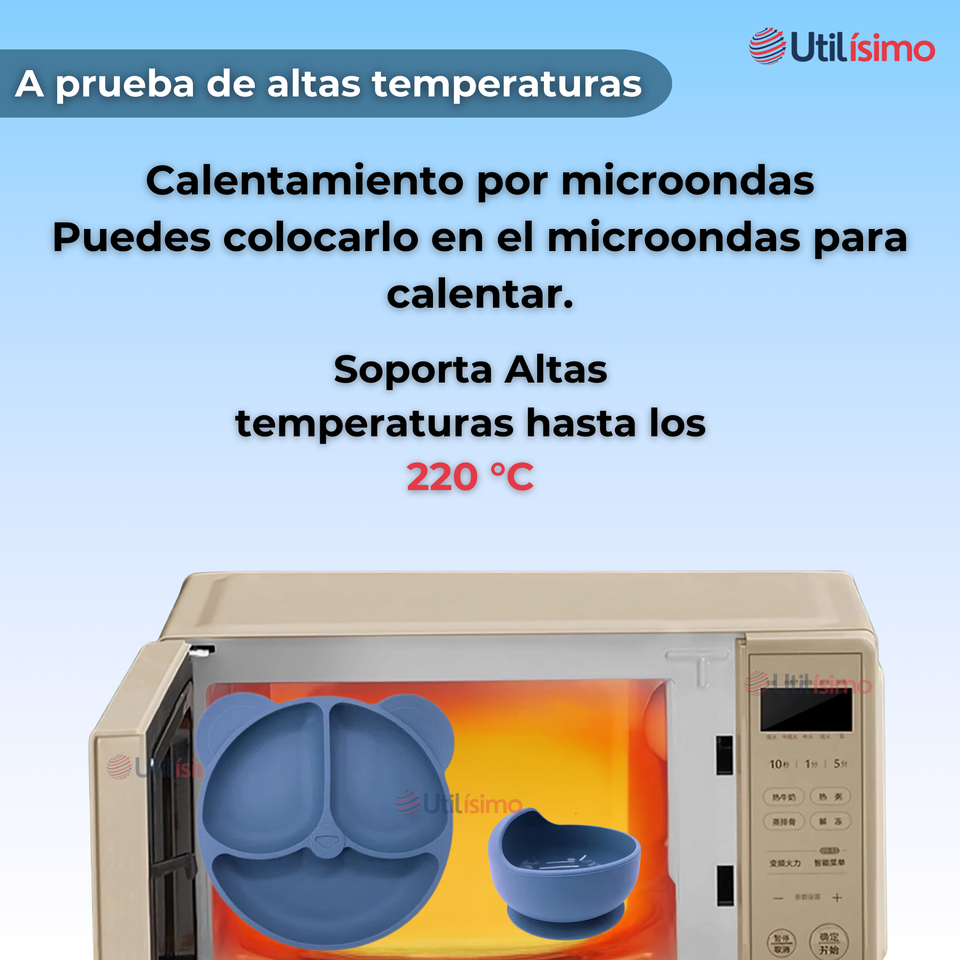 Set De Alimentación Bebé Silicona De Oso 6 Piezas Libre BPA