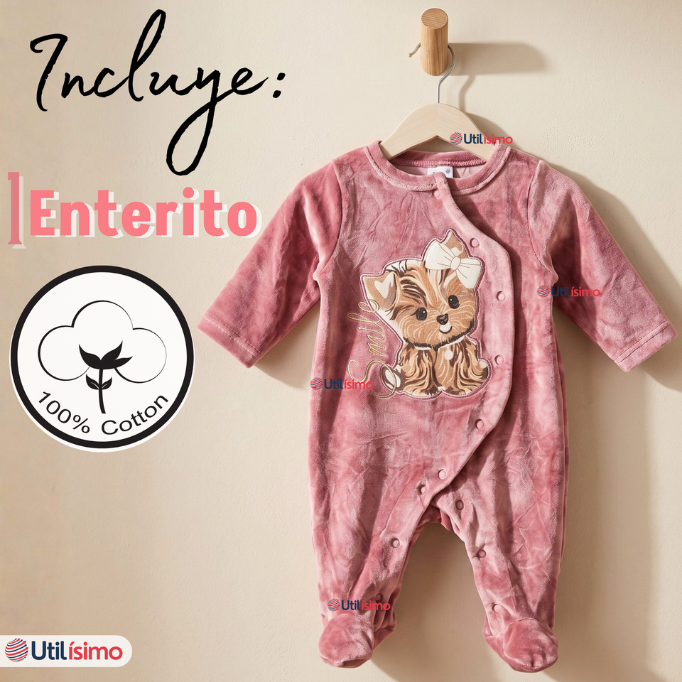 Enterito Tela Plush Rosado Bebé Niña