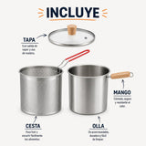 Olla Freidora Multiusos 3 en 1 Capacidad 3.5L Acero Inoxidable