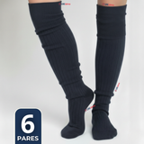 Pack 6 Bucaneras Escolares Calcetines Acrílico Azul Premium Niña y Juvenil