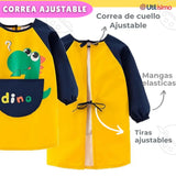Pack 3 Delantal Infantil Niña Manga Larga Con Bolsillo Colores Surtidos