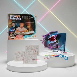Pizarra Mágica Luz Led 3D Niño o Niña con Plantillas de Dibujos