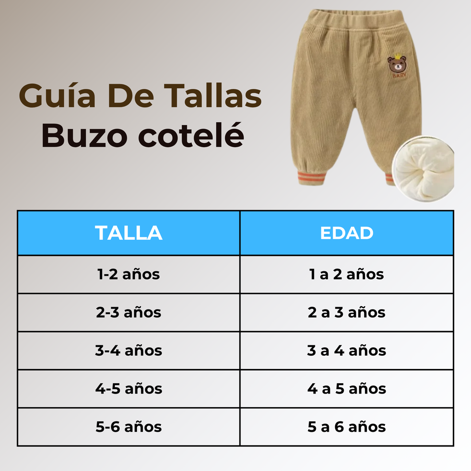 Buzo cotelé forrado en Polar Niño Pantalón Beige