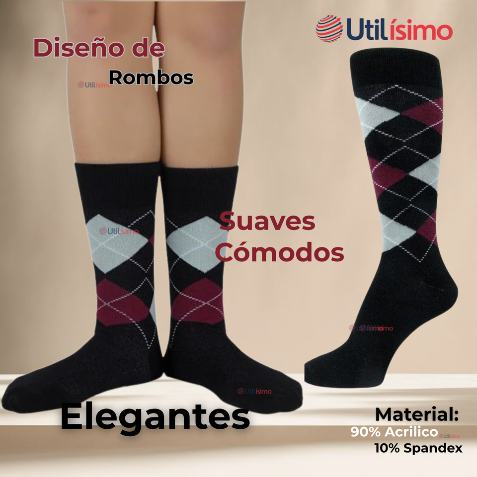 Pack 12 Pares Calcetines de Vestir Hombre Rombos Surtidos