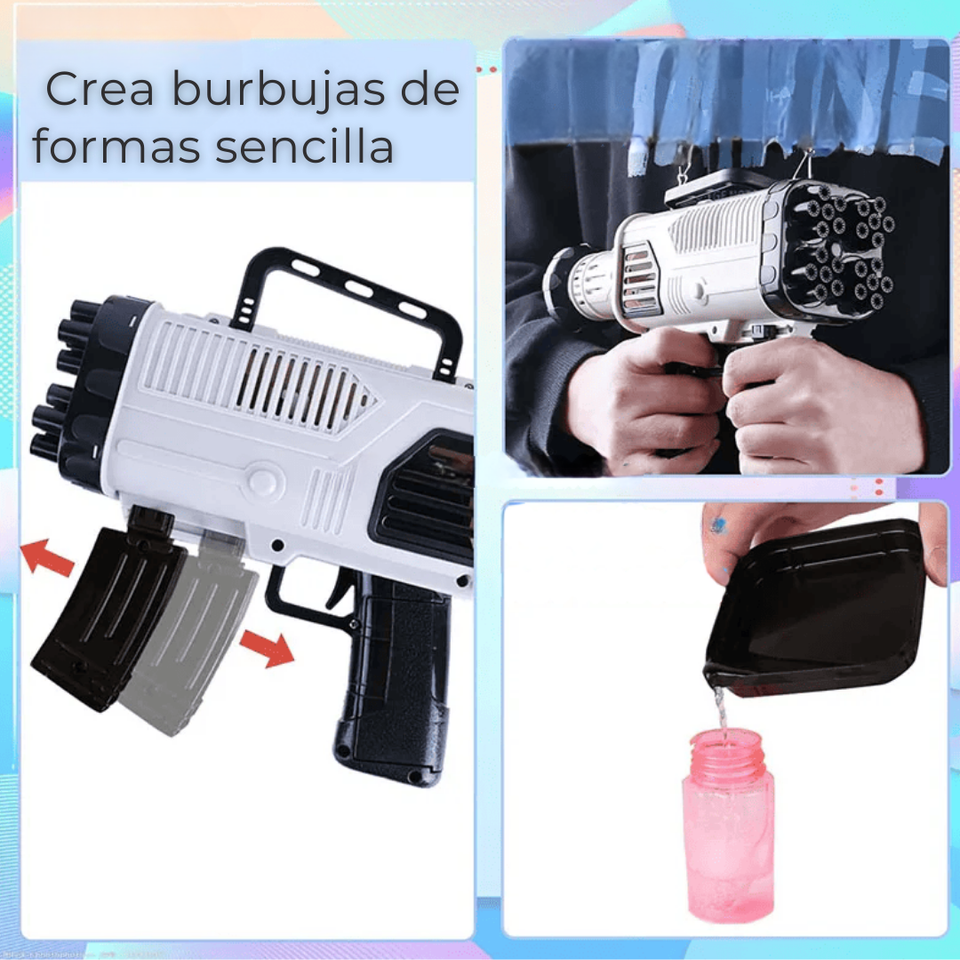 Pistola De Burbujas 44 Agujeros Eléctrica Manual Juguete Niño