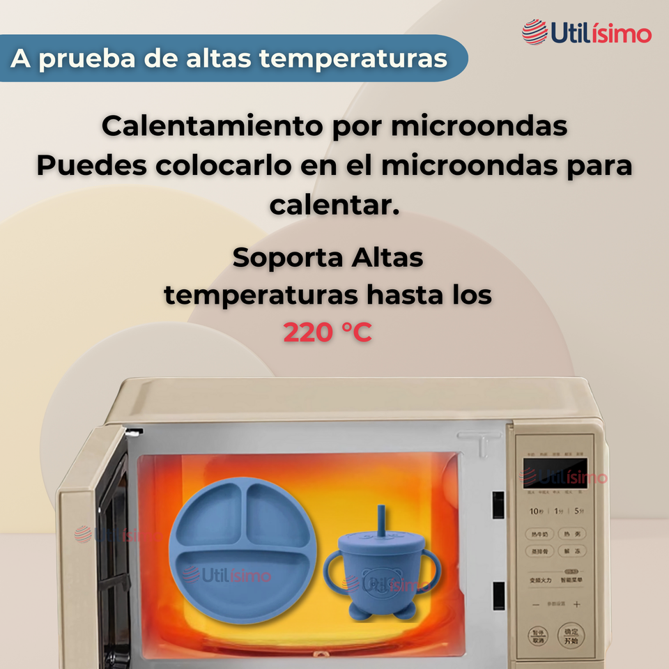 Set De Alimentación Bebé Silicona Con Vaso 5 Piezas Libre BPA
