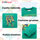 Polerón Cuello Redondo Niño Verde Dinosaurio