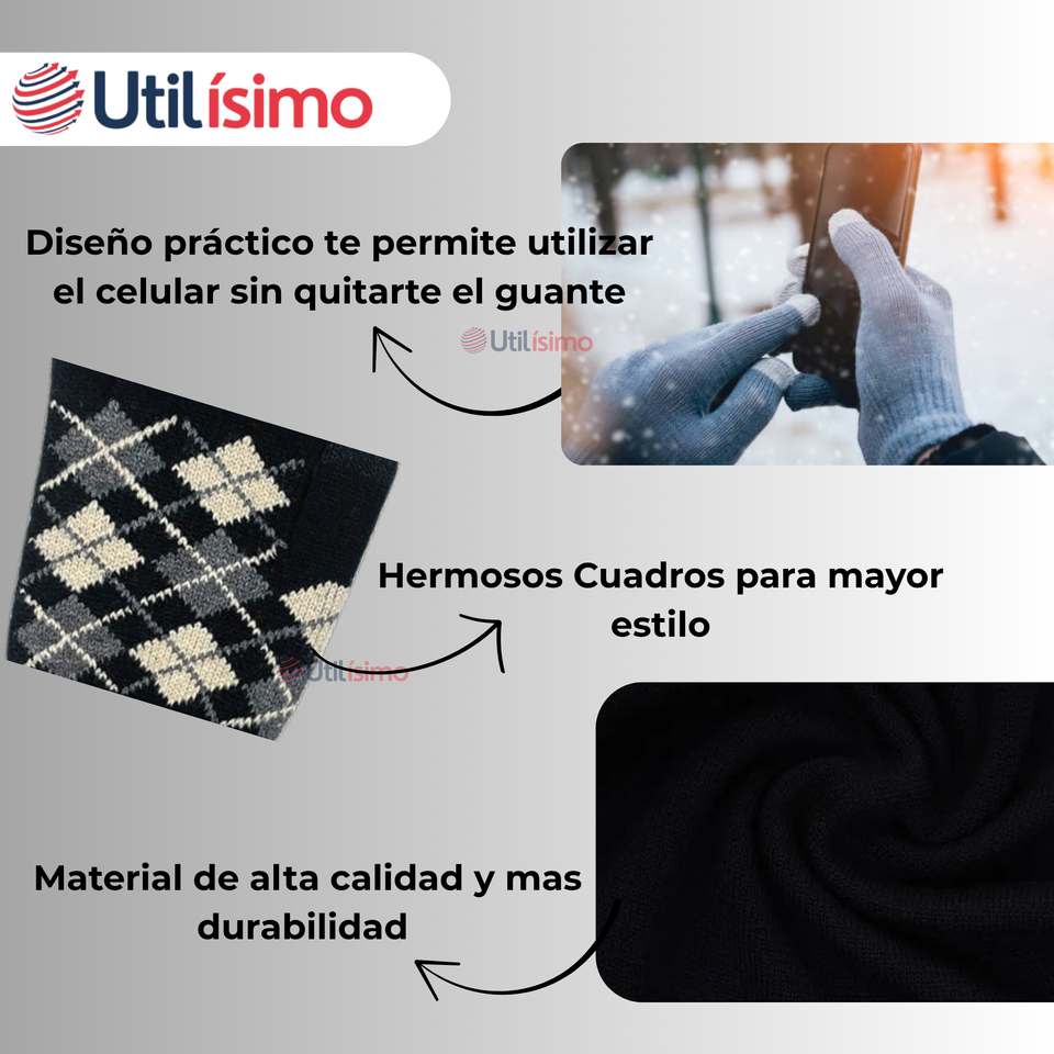 Guantes 20CM Táctil Lana Acrílica Adulto Colores Surtidos