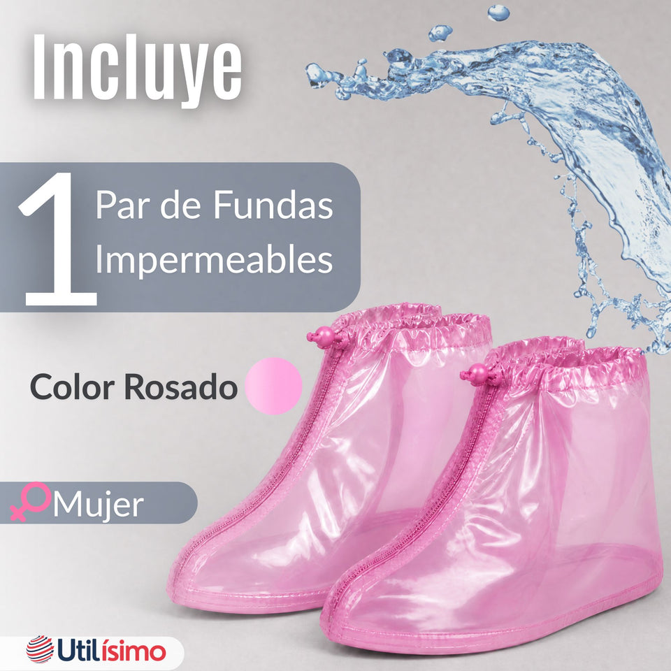 Fundas Cubre Calzado Impermeables Aislante Lluvia Rosado 1 Par