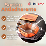 Sartén Antiadherente De Cobre Multiuso 3 en 1 Aceite Profundo Cesta Para Freír Vaporera