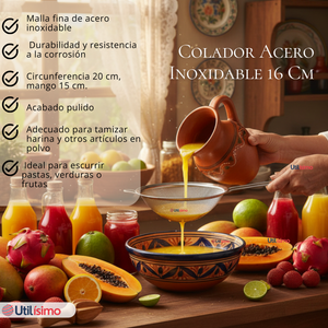 Colador Multiuso 16cm Acero Inoxidable Repostería Cocina