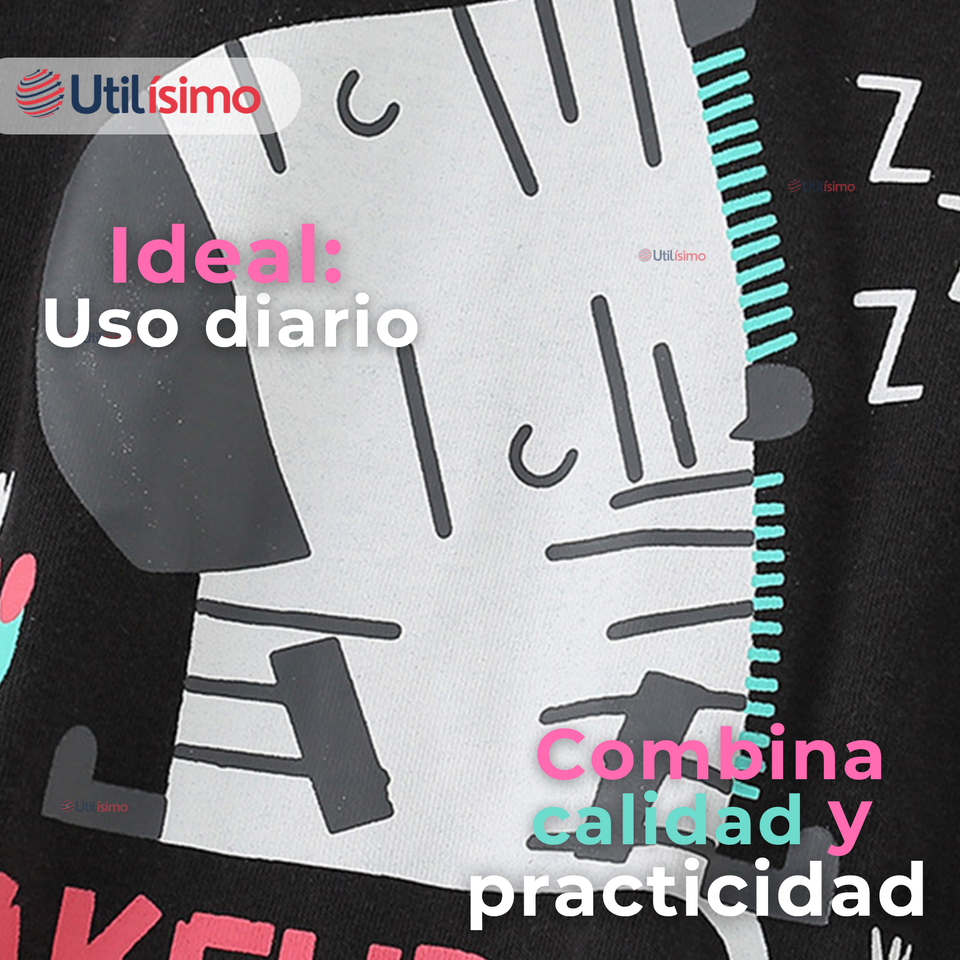 Polera Manga Larga Niña 100% Algodón Zebra Negro Camiseta