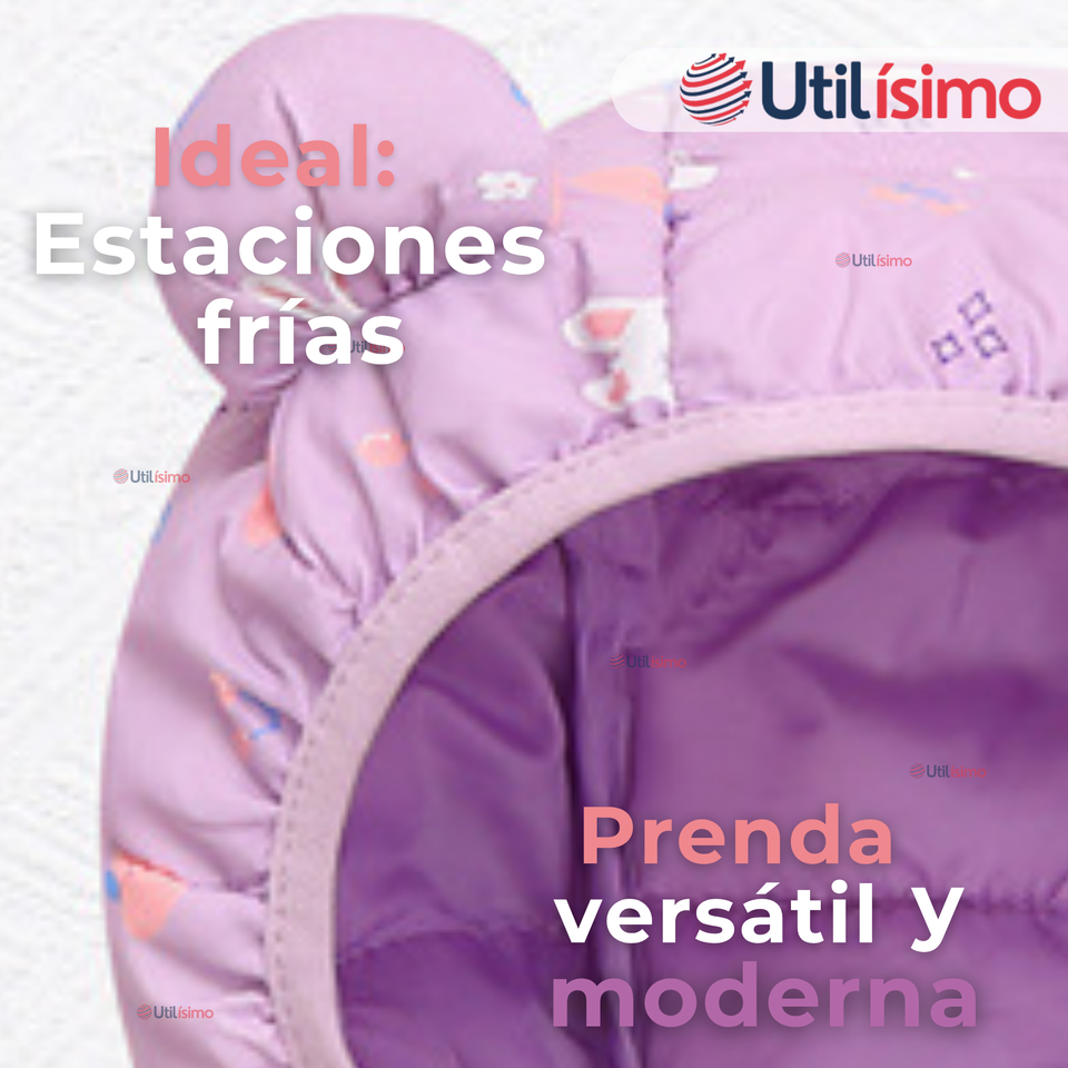 Parka Térmica Con Capucha Y Orejitas Estampado Conejito Niña