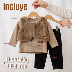 Conjunto Buzo Polera Chaleco 3 Piezas Niña Tedmimak Pretty Bear