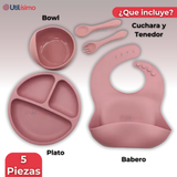 Set De Alimentación Bebé Silicona 5 Piezas Libre BPA Colores Surtidos