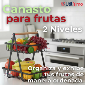 Frutero De Mesa Organizador Multiusos 2 Niveles Negro