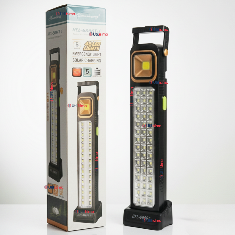 Lampara Luz De Emergencia Focos 48 Led Carga Híbrida Solar USB 30W