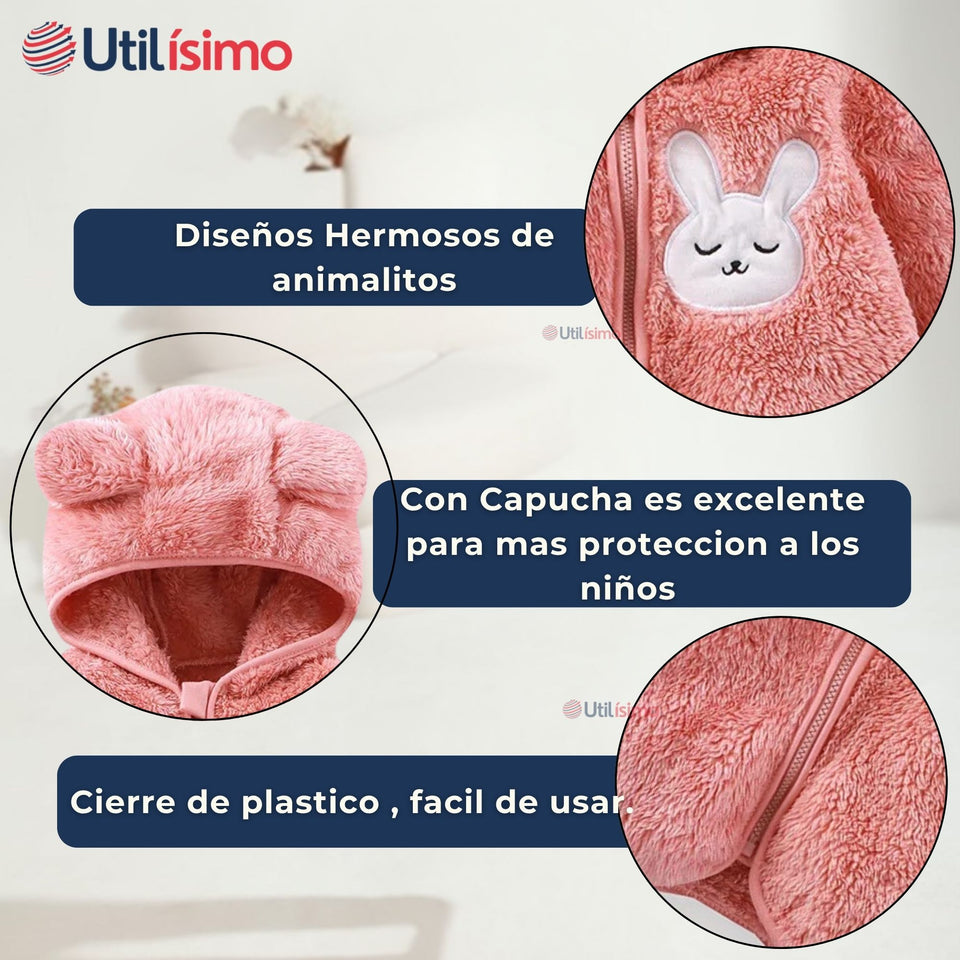 Chaqueta Polar con Capucha Niña Animalitos Rosada