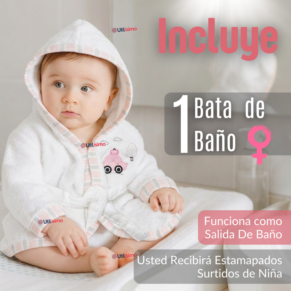 Bata de Baño Niña Toalla 100% Algodón Cobertura Completa Estampados Surtidos