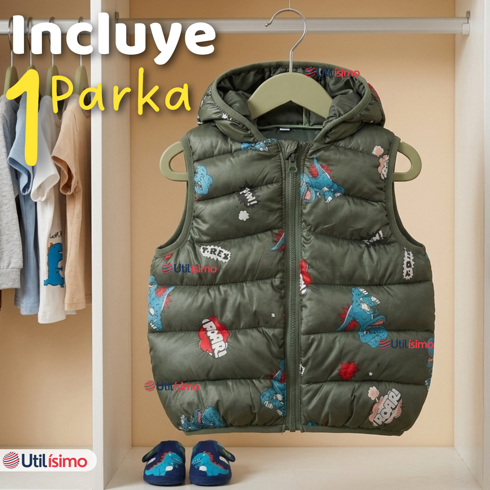 Parka Infantil Con Capucha Sin Manga Bebe Niño