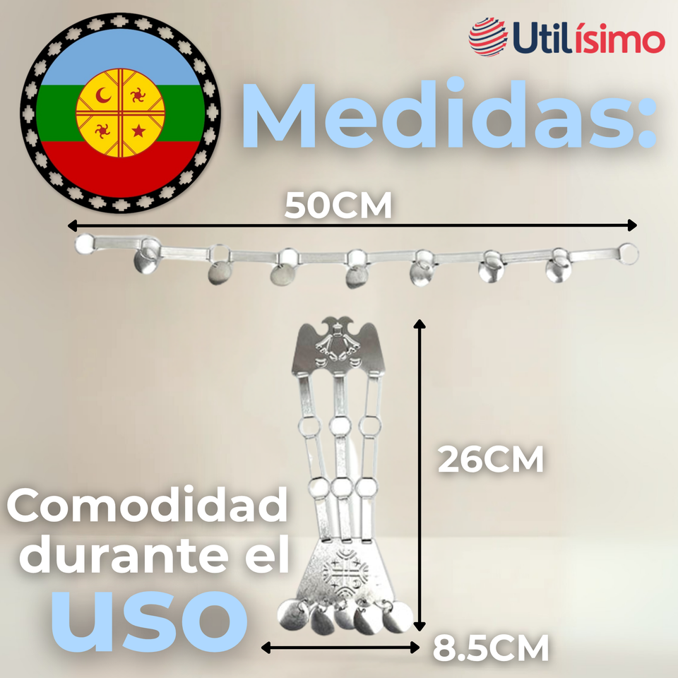 Collar Trapelacucha Mapuche Machi Aluminio Fiestas Patrias