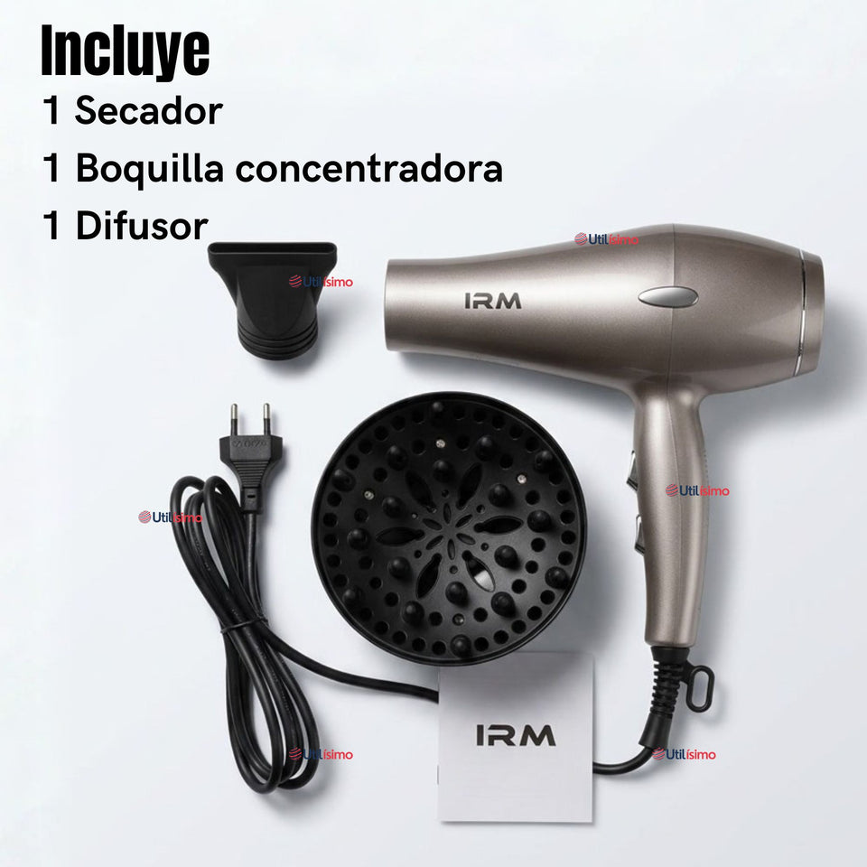 Secador de cabello Profesional 5000w Potencia y Estilo Plateado con Difusor