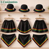 Pack 3 Trajes Nortinos Niña 3 piezas Negro Baile Típico Fiestas Patrias