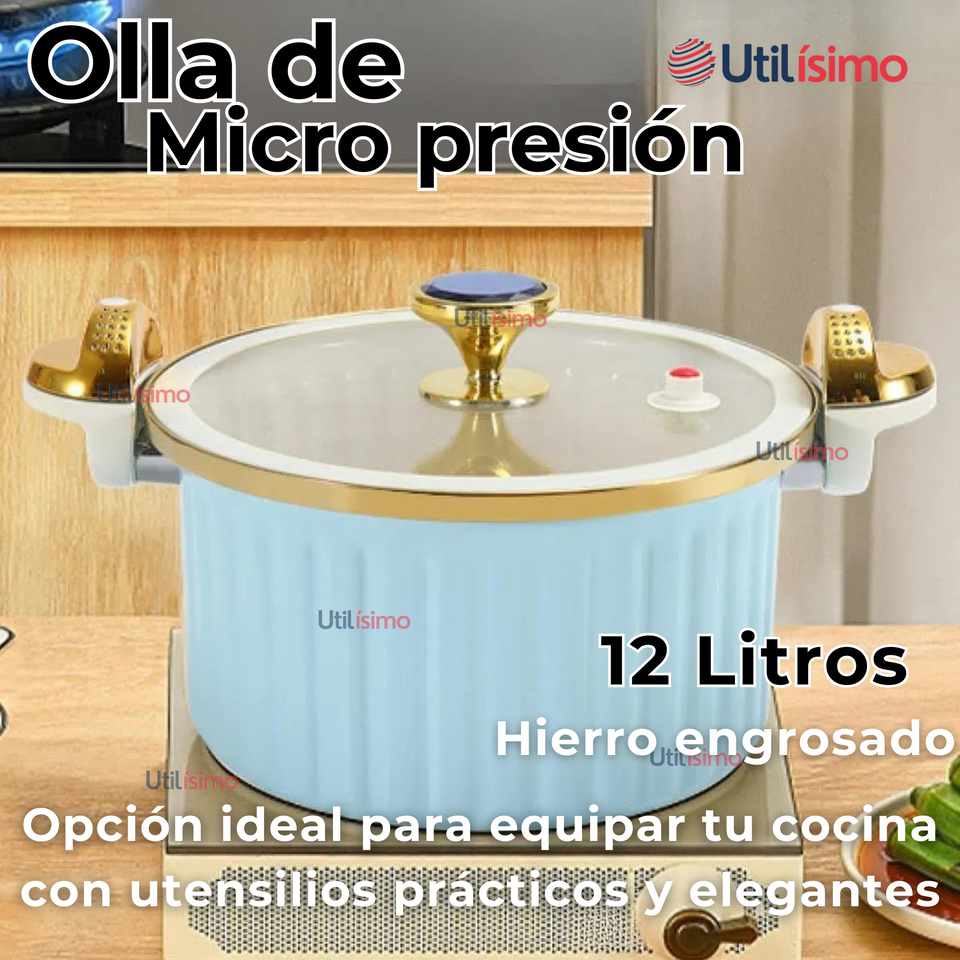 Olla de Micro Presión Esmalte Antiadherente Capacidad 12 Litros Color Azul