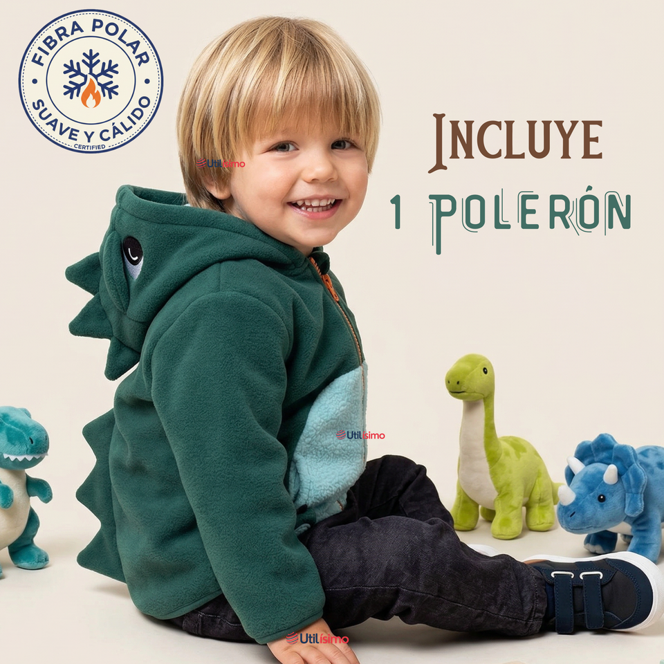 Polerón Polar Con Capucha Invierno Bebé Niño Dinosaur
