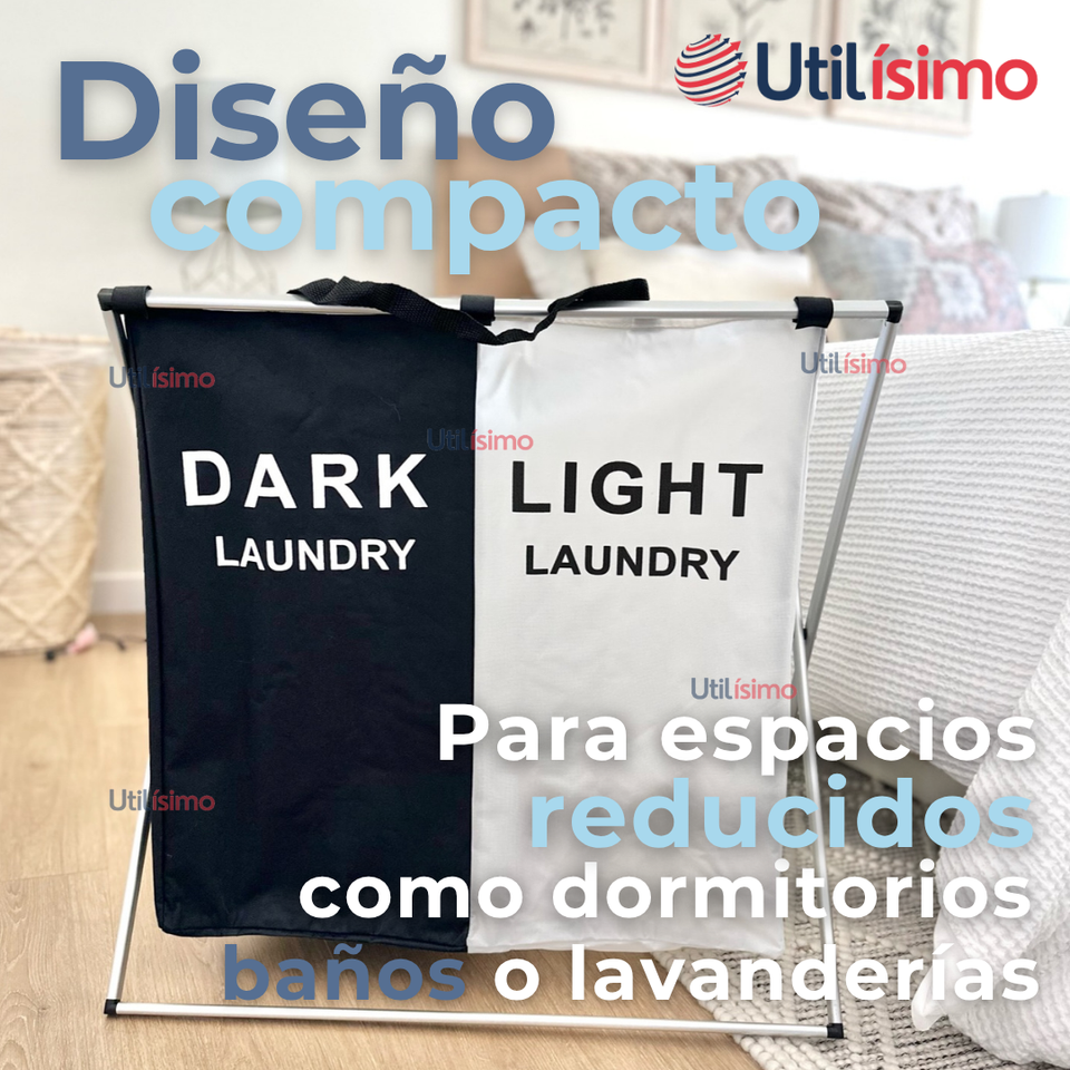 Canasto Ropa Plegable Tela Diseño 2 en 1 Práctico Para El Hogar