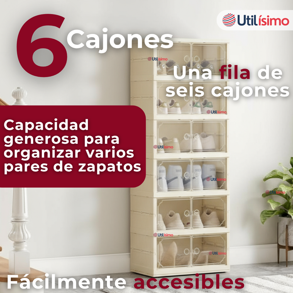 Zapatera Plegable Organizador Apilable 6 Cajones Blanco