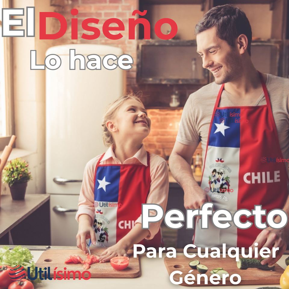 Delantal Cocina Chile Fiestas Patrias Bandera Chilena 60X90 CM Condorito