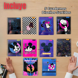 Pack 5 Cuadernos Universitarios Mickey Mouse Proarte 7mm 100 Hojas Diseños Surtidos