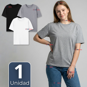 Camiseta Polera 100% Algodón Básica Lisa Elástica Mujer Colores Surtidos