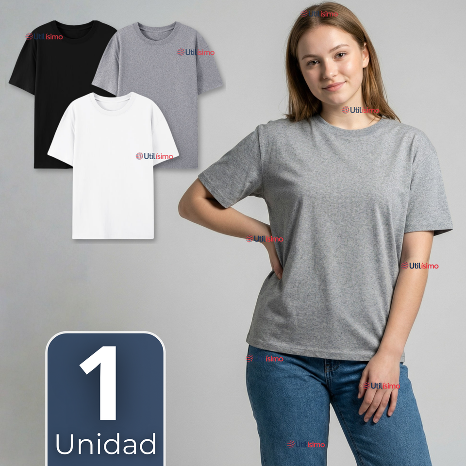 Camiseta Polera 100% Algodón Básica Lisa Elástica Mujer Colores Surtidos