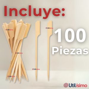 Pack 100 Piezas Brochetas De Bambú Bandera Cóctel 10cm