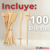 Pack 100 Piezas Brochetas De Bambú Bandera Cóctel 10cm