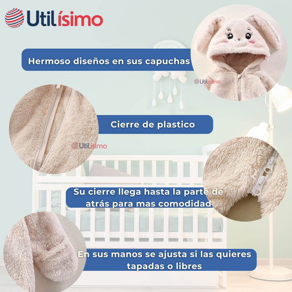 Enterito Conejito Con Capucha Bebe Polar Blanco