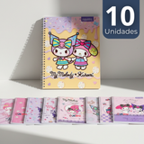 Pack 10 Cuadernos Universitario My Melody & Kuromi Proarte 7mm 100 Hojas Diseños Surtidos