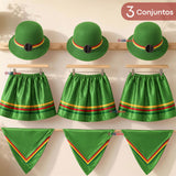Pack 3 Trajes Nortinos Niña 3 piezas Verde Baile Típico Fiestas Patrias