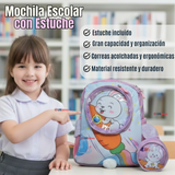 Mochila Escolar Con Estuche 33cm Poliéster Impermeable Conejita Niña