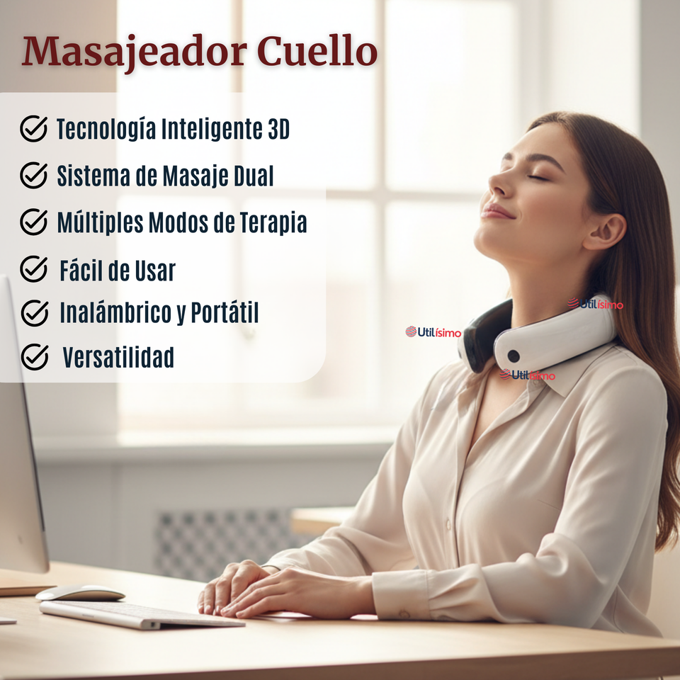 Masajeador Electro Estimulador Cervical Cuello Recargable 2 Electrodos