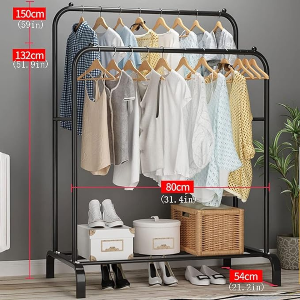 Perchero Organizador de Ropa Tendedero Acero Inoxidable Doble