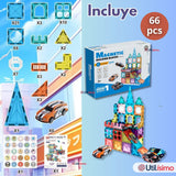 Juego Bloques De Construcción Magnéticos 3D 66 Piezas para Niños