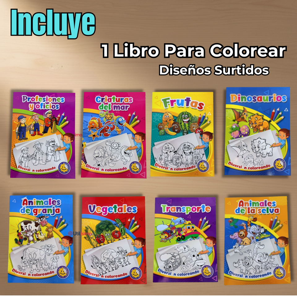 Libro Para Colorear Pintar Educativo Con Stickers Diseños Surtidos